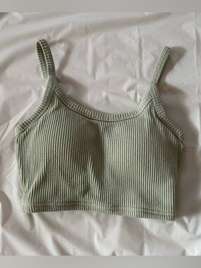 Klassy Network Ribbed Scoop Crop Camisole - Sage